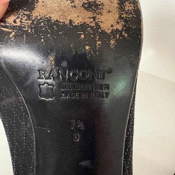 Rangoni Firenze Black Suede Leather Heels Size 7.5B Italy Elegant Womens Shoes - Picture 10 of 10